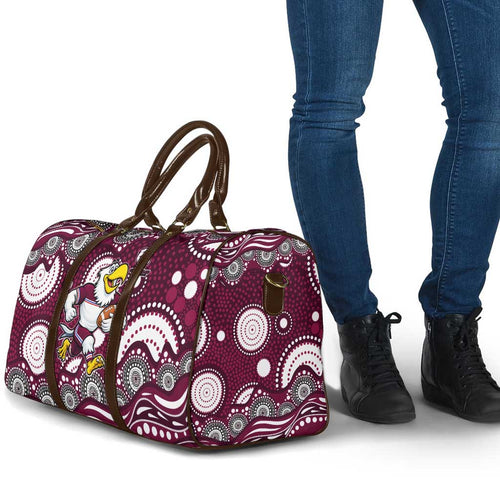 Manly Warringah Sea Eagles Travel Bag Aboriginal Dot Pattern - Rugby Mascot Heritage Pride