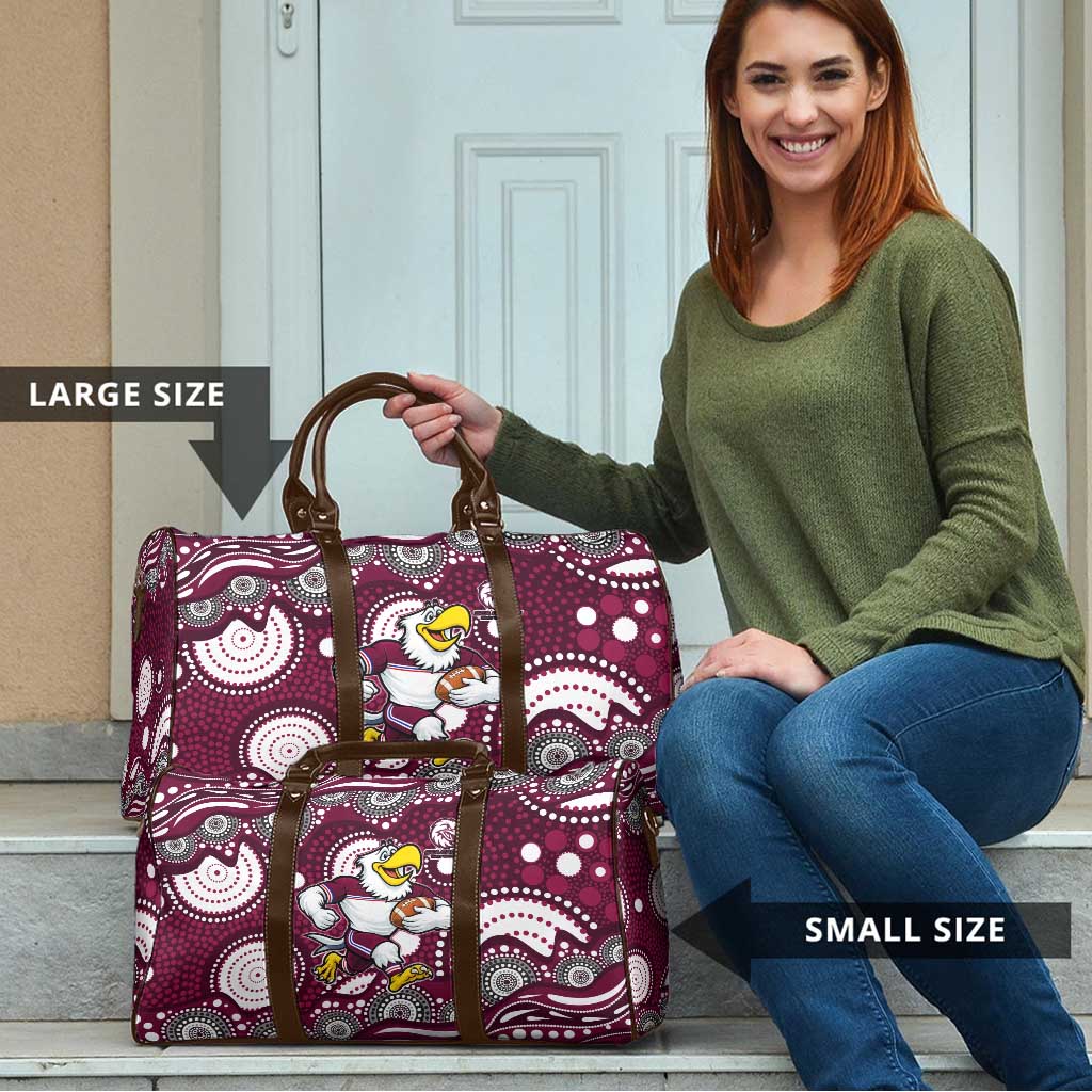 Manly Warringah Sea Eagles Travel Bag Aboriginal Dot Pattern - Rugby Mascot Heritage Pride