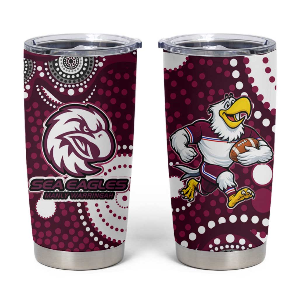 Manly Warringah Sea Eagles Tumbler Cup Aboriginal Dot Pattern - Rugby Mascot Heritage Pride