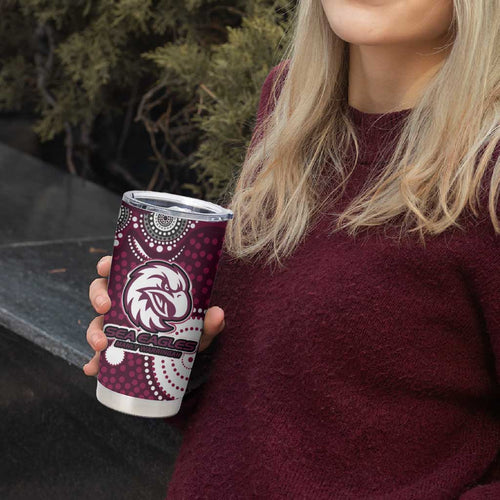 Manly Warringah Sea Eagles Tumbler Cup Aboriginal Dot Pattern - Rugby Mascot Heritage Pride