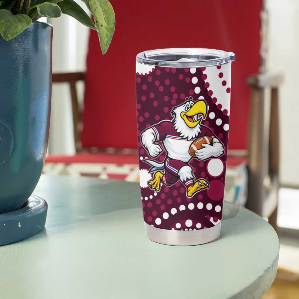 Manly Warringah Sea Eagles Tumbler Cup Aboriginal Dot Pattern - Rugby Mascot Heritage Pride