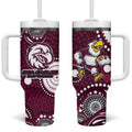 Manly Warringah Sea Eagles Tumbler With Handle Aboriginal Dot Pattern - Rugby Mascot Heritage Pride