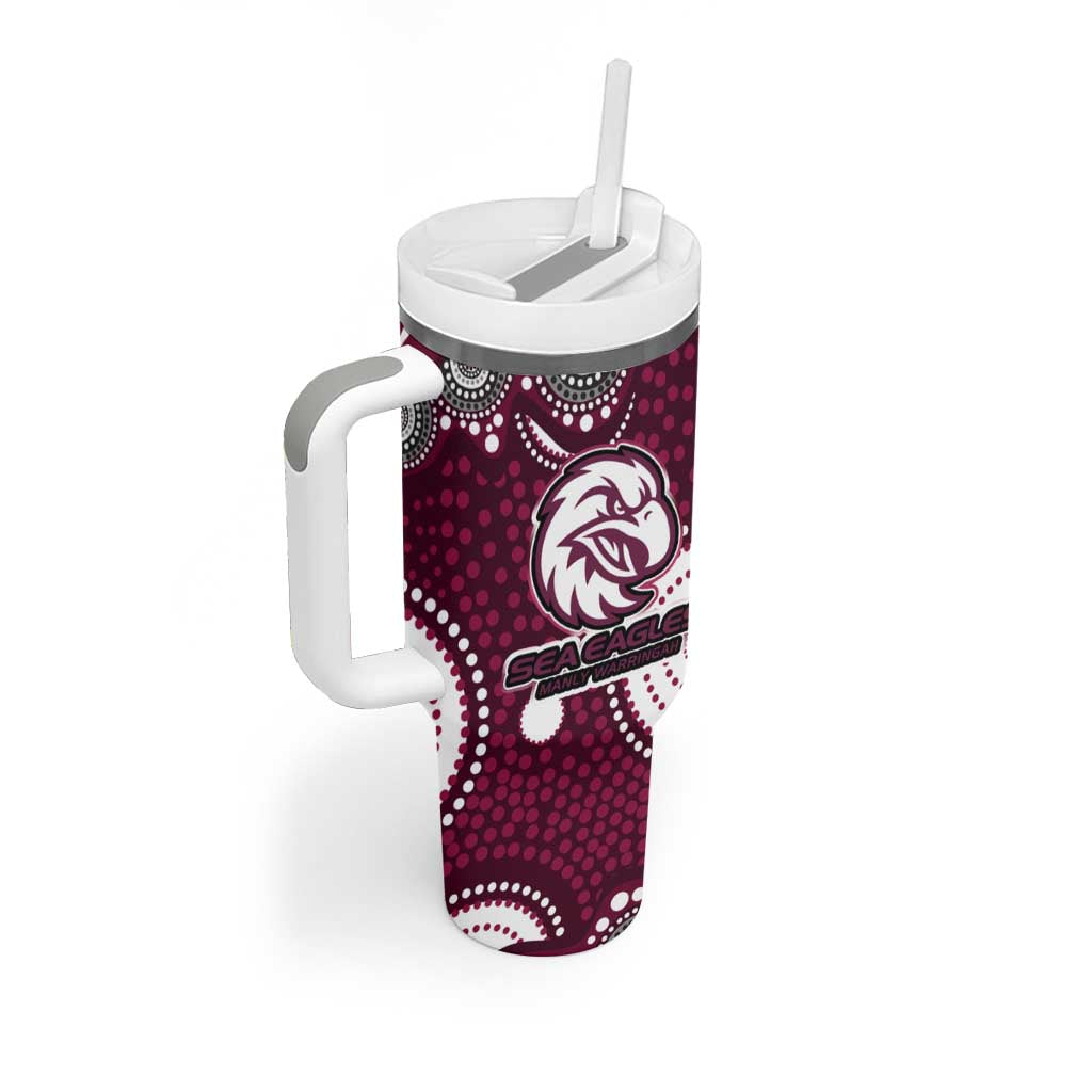 Manly Warringah Sea Eagles Tumbler With Handle Aboriginal Dot Pattern - Rugby Mascot Heritage Pride