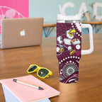 Manly Warringah Sea Eagles Tumbler With Handle Aboriginal Dot Pattern - Rugby Mascot Heritage Pride