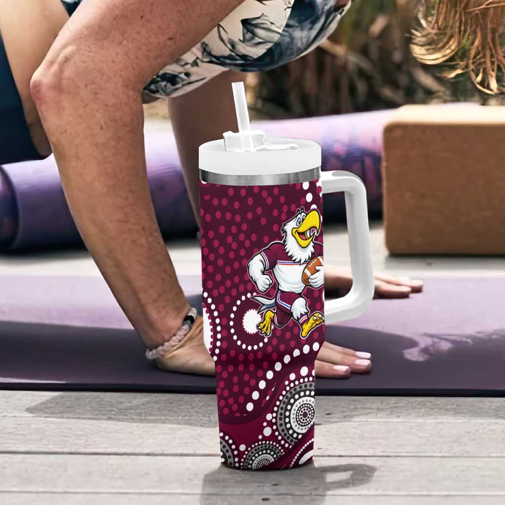 Manly Warringah Sea Eagles Tumbler With Handle Aboriginal Dot Pattern - Rugby Mascot Heritage Pride