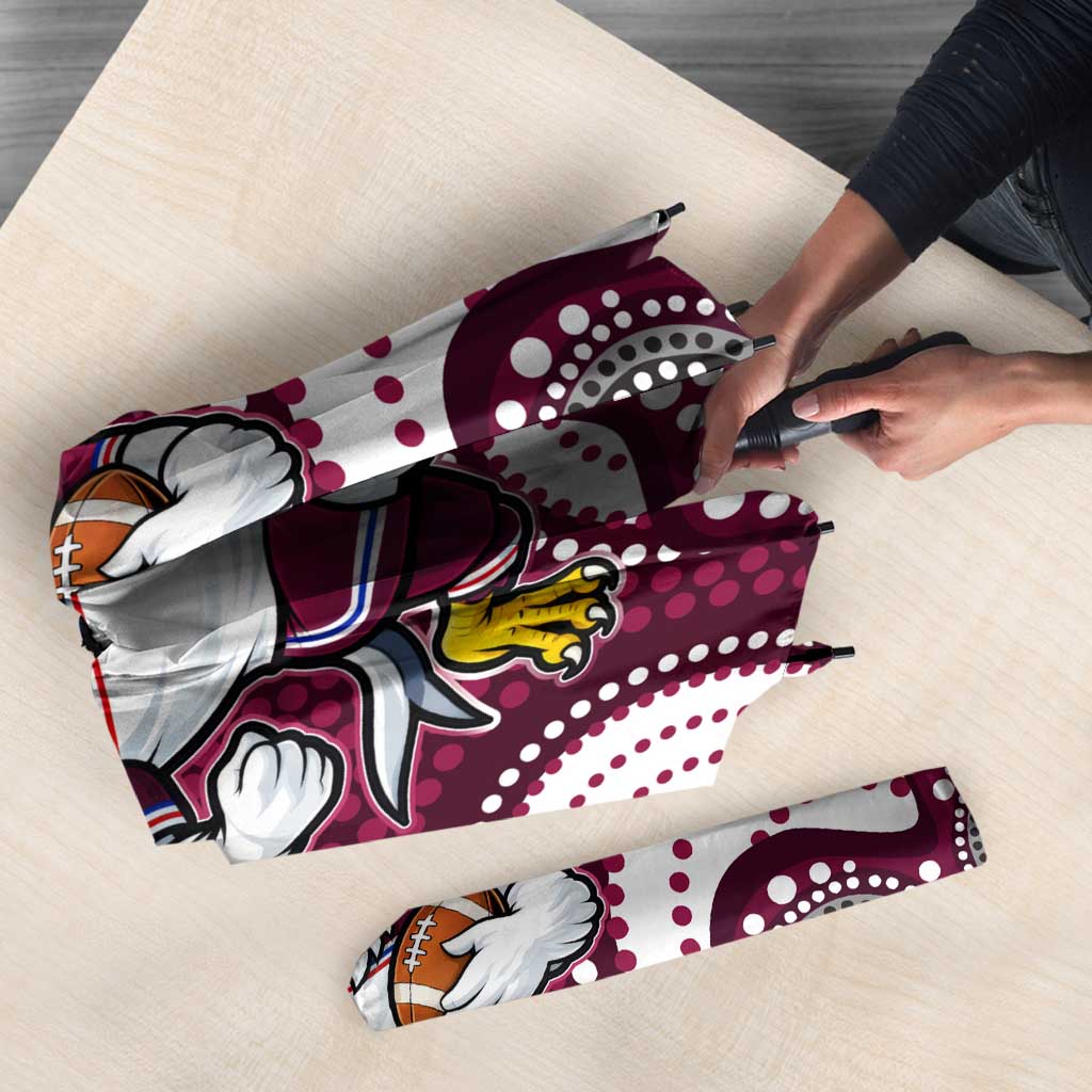 Manly Warringah Sea Eagles Umbrella Aboriginal Dot Pattern - Rugby Mascot Heritage Pride