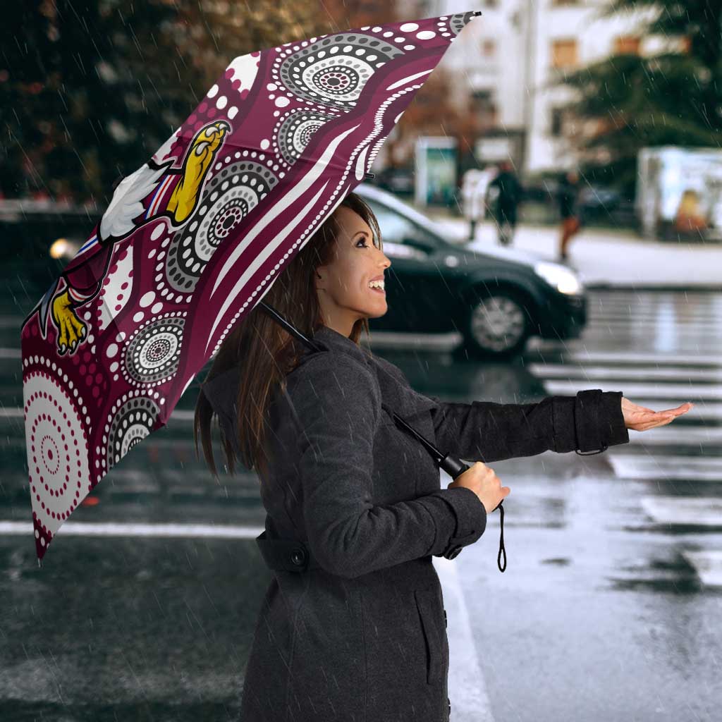 Manly Warringah Sea Eagles Umbrella Aboriginal Dot Pattern - Rugby Mascot Heritage Pride