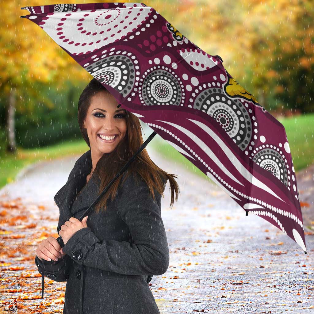 Manly Warringah Sea Eagles Umbrella Aboriginal Dot Pattern - Rugby Mascot Heritage Pride