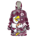 Manly Warringah Sea Eagles Wearable Blanket Hoodie Aboriginal Dot Pattern - Rugby Mascot Heritage Pride