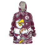 Manly Warringah Sea Eagles Wearable Blanket Hoodie Aboriginal Dot Pattern - Rugby Mascot Heritage Pride