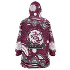 Manly Warringah Sea Eagles Wearable Blanket Hoodie Aboriginal Dot Pattern - Rugby Mascot Heritage Pride