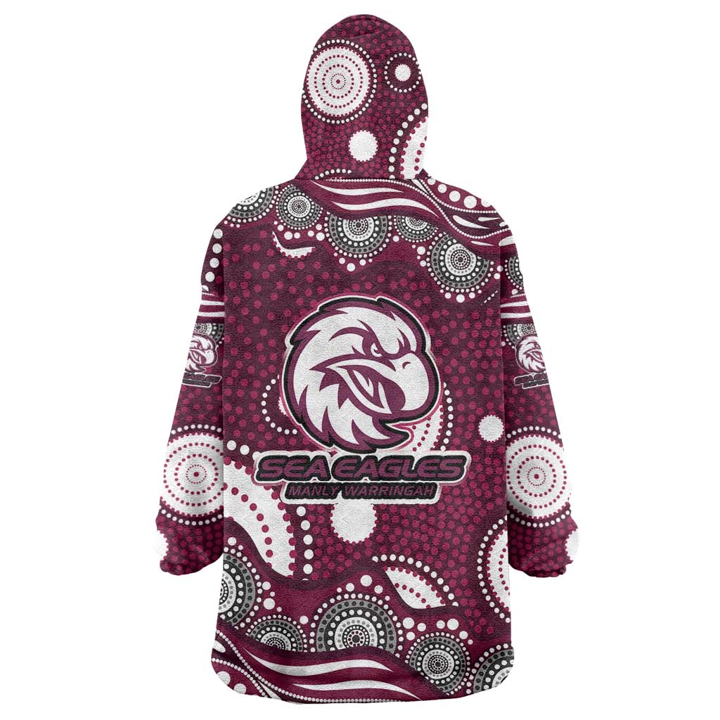 Manly Warringah Sea Eagles Wearable Blanket Hoodie Aboriginal Dot Pattern - Rugby Mascot Heritage Pride