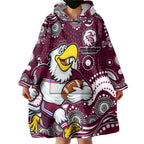 Manly Warringah Sea Eagles Wearable Blanket Hoodie Aboriginal Dot Pattern - Rugby Mascot Heritage Pride