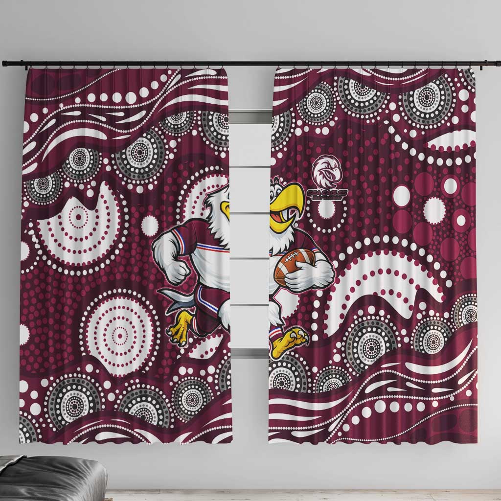 Manly Warringah Sea Eagles Window Curtain Aboriginal Dot Pattern - Rugby Mascot Heritage Pride