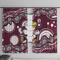 Manly Warringah Sea Eagles Window Curtain Aboriginal Dot Pattern - Rugby Mascot Heritage Pride
