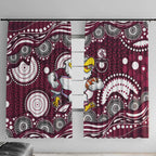 Manly Warringah Sea Eagles Window Curtain Aboriginal Dot Pattern - Rugby Mascot Heritage Pride