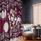 Manly Warringah Sea Eagles Window Curtain Aboriginal Dot Pattern - Rugby Mascot Heritage Pride