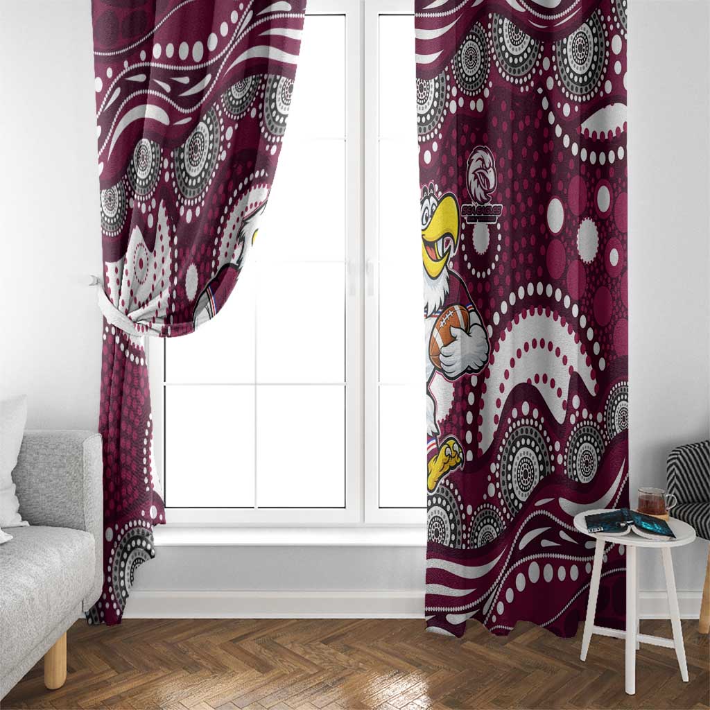 Manly Warringah Sea Eagles Window Curtain Aboriginal Dot Pattern - Rugby Mascot Heritage Pride