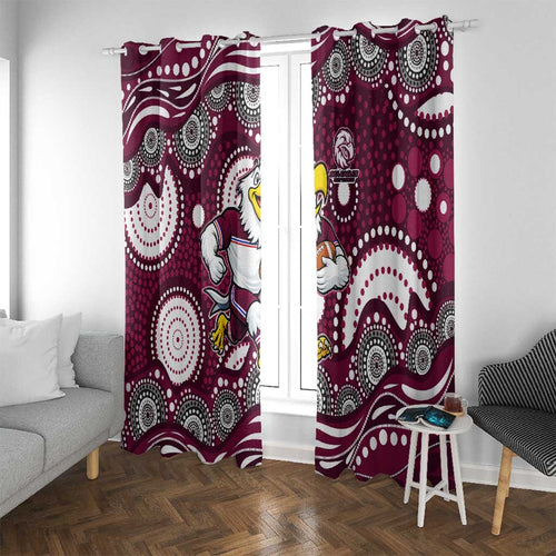 Manly Warringah Sea Eagles Window Curtain Aboriginal Dot Pattern - Rugby Mascot Heritage Pride