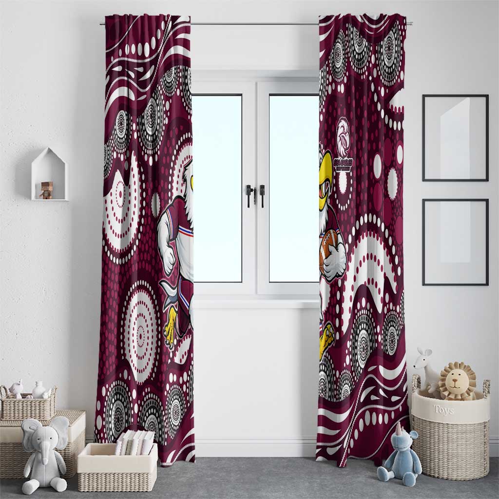 Manly Warringah Sea Eagles Window Curtain Aboriginal Dot Pattern - Rugby Mascot Heritage Pride