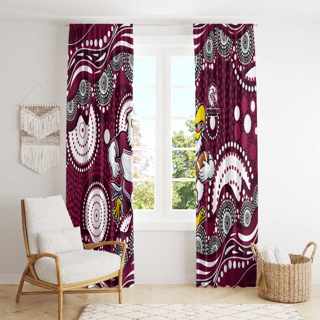 Manly Warringah Sea Eagles Window Curtain Aboriginal Dot Pattern - Rugby Mascot Heritage Pride