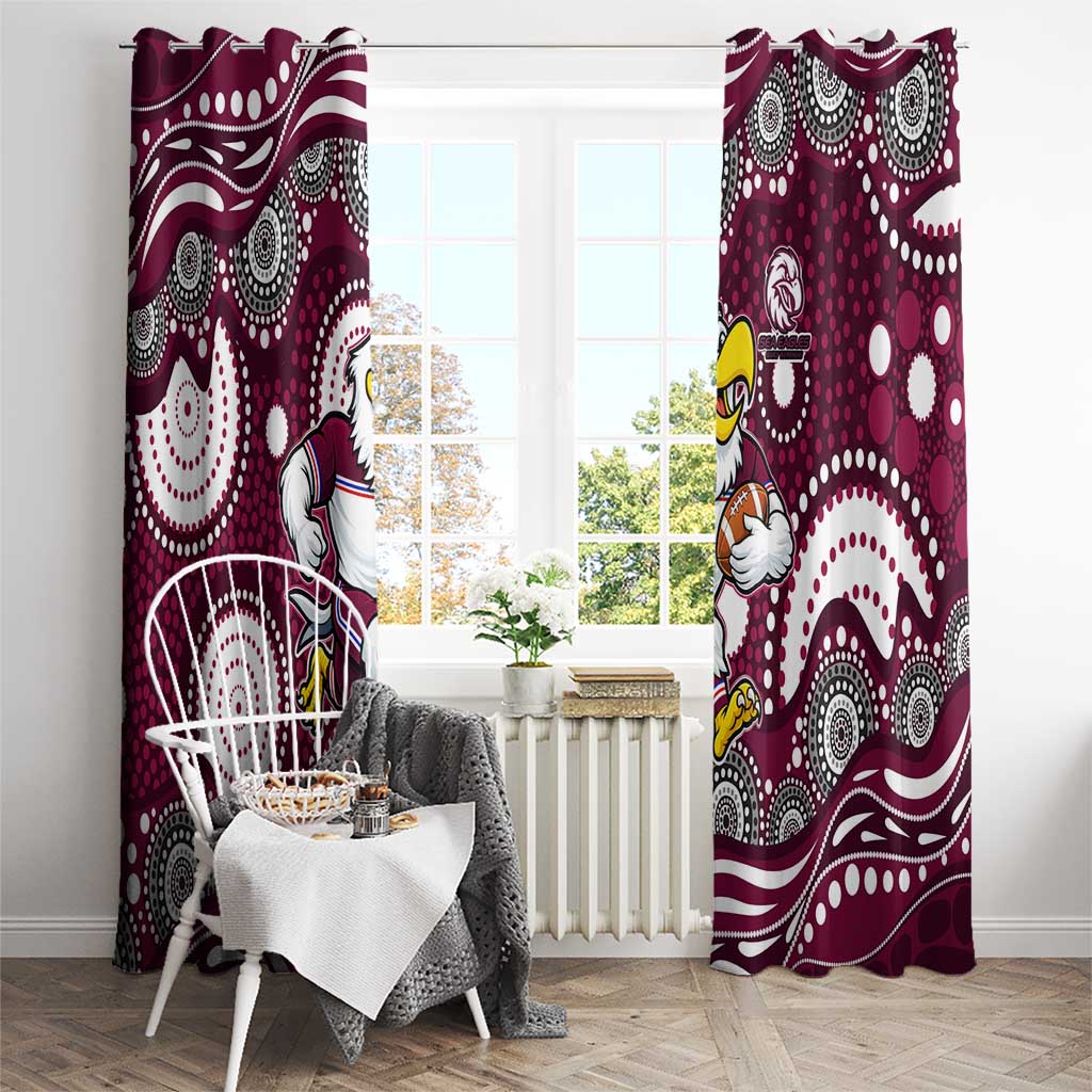 Manly Warringah Sea Eagles Window Curtain Aboriginal Dot Pattern - Rugby Mascot Heritage Pride