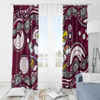 Manly Warringah Sea Eagles Window Curtain Aboriginal Dot Pattern - Rugby Mascot Heritage Pride
