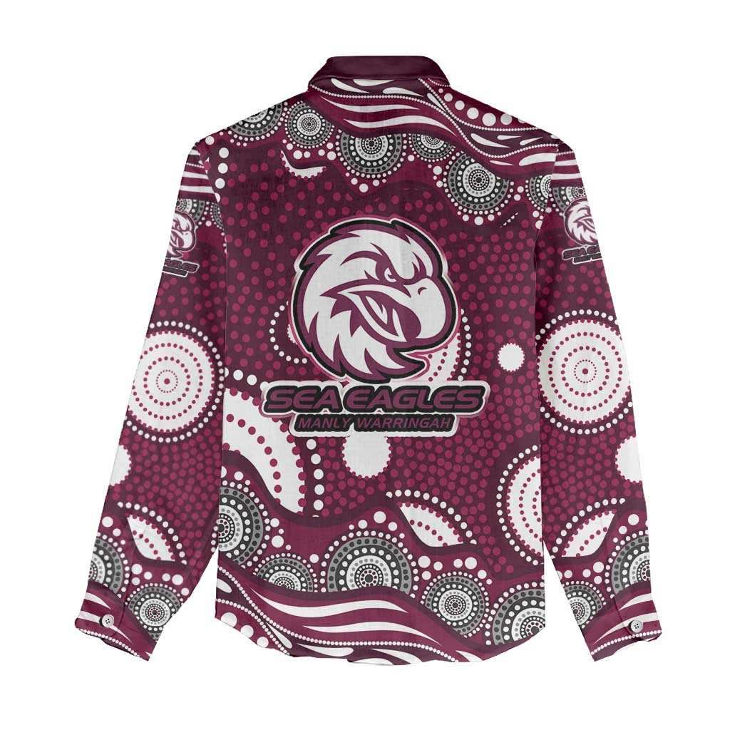 Manly Warringah Sea Eagles Women Casual Shirt Aboriginal Dot Pattern - Rugby Mascot Heritage Pride