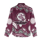 Manly Warringah Sea Eagles Women Casual Shirt Aboriginal Dot Pattern - Rugby Mascot Heritage Pride