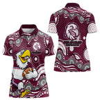 Manly Warringah Sea Eagles Women Polo Shirt Aboriginal Dot Pattern - Rugby Mascot Heritage Pride