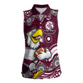 Manly Warringah Sea Eagles Women Sleeveless Polo Shirt Aboriginal Dot Pattern - Rugby Mascot Heritage Pride