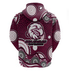 Manly Warringah Sea Eagles Zip Hoodie Aboriginal Dot Pattern - Rugby Mascot Heritage Pride