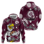 Manly Warringah Sea Eagles Zip Hoodie Aboriginal Dot Pattern - Rugby Mascot Heritage Pride