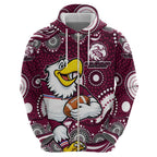 Manly Warringah Sea Eagles Zip Hoodie Aboriginal Dot Pattern - Rugby Mascot Heritage Pride