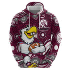 Manly Warringah Sea Eagles Zip Hoodie Aboriginal Dot Pattern - Rugby Mascot Heritage Pride