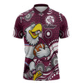 Manly Warringah Sea Eagles Zipper Polo Shirt Aboriginal Dot Pattern - Rugby Mascot Heritage Pride