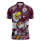 Manly Warringah Sea Eagles Zipper Polo Shirt Aboriginal Dot Pattern - Rugby Mascot Heritage Pride