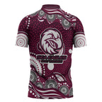 Manly Warringah Sea Eagles Zipper Polo Shirt Aboriginal Dot Pattern - Rugby Mascot Heritage Pride