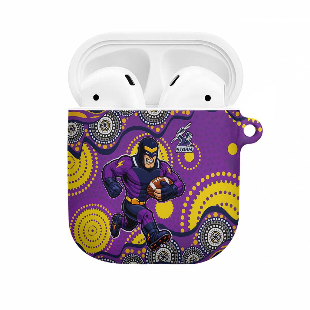 Melbourne Storm AirPods Case Aboriginal Dot Pattern - Rugby Mascot Heritage Pride