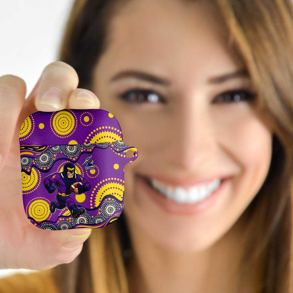 Melbourne Storm AirPods Case Aboriginal Dot Pattern - Rugby Mascot Heritage Pride