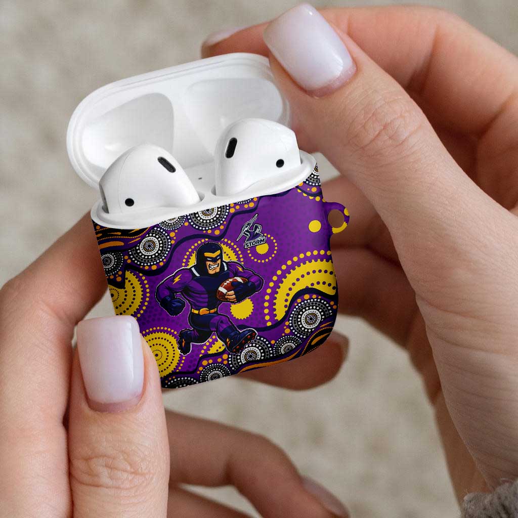 Melbourne Storm AirPods Case Aboriginal Dot Pattern - Rugby Mascot Heritage Pride
