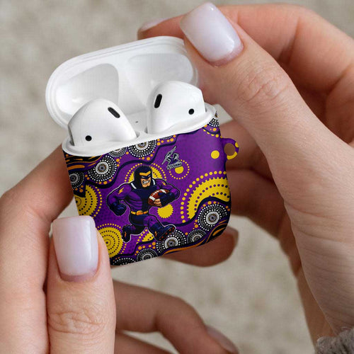 Melbourne Storm AirPods Case Aboriginal Dot Pattern - Rugby Mascot Heritage Pride