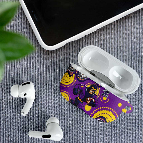 Melbourne Storm AirPods Case Aboriginal Dot Pattern - Rugby Mascot Heritage Pride