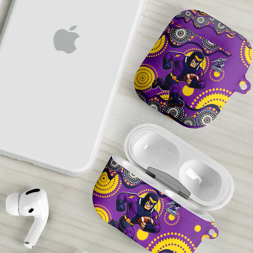 Melbourne Storm AirPods Case Aboriginal Dot Pattern - Rugby Mascot Heritage Pride