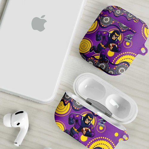 Melbourne Storm AirPods Case Aboriginal Dot Pattern - Rugby Mascot Heritage Pride