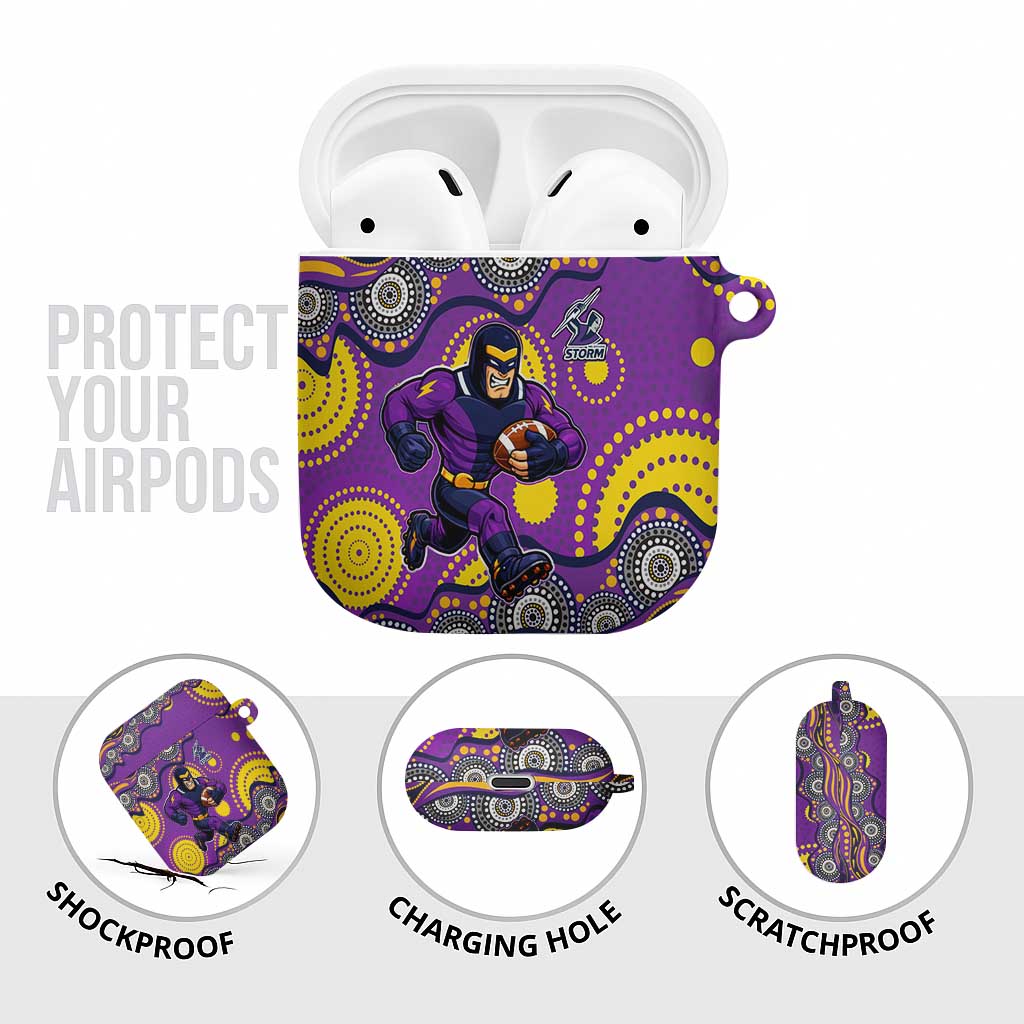 Melbourne Storm AirPods Case Aboriginal Dot Pattern - Rugby Mascot Heritage Pride