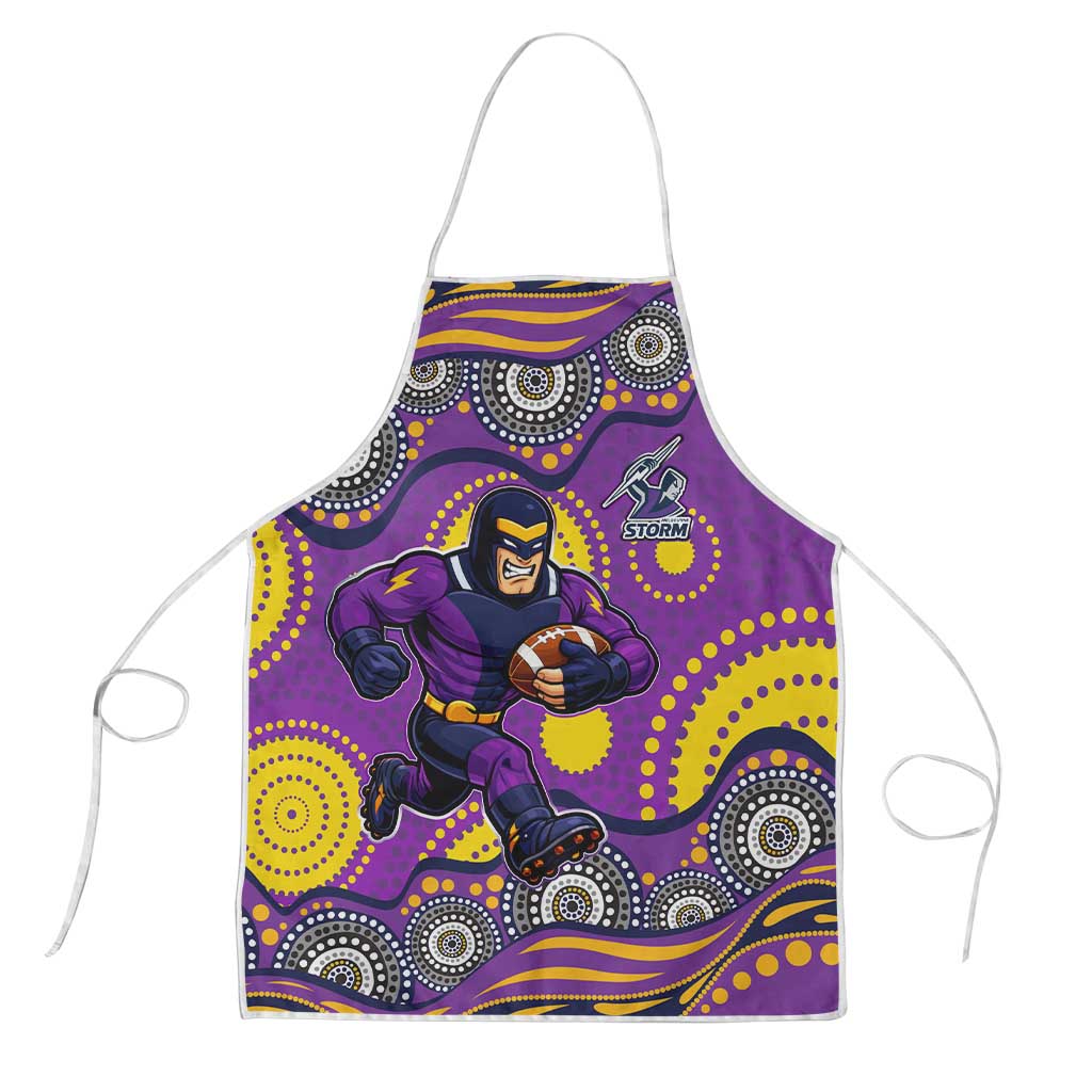 Melbourne Storm Apron Aboriginal Dot Pattern - Rugby Mascot Heritage Pride