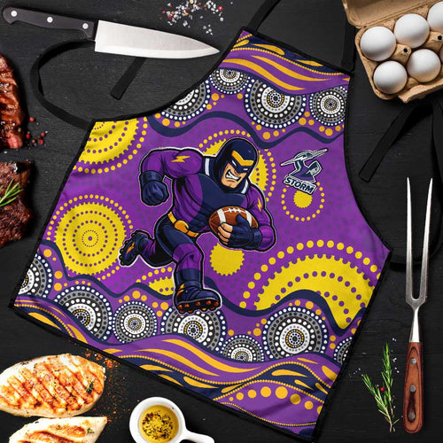 Melbourne Storm Apron Aboriginal Dot Pattern - Rugby Mascot Heritage Pride
