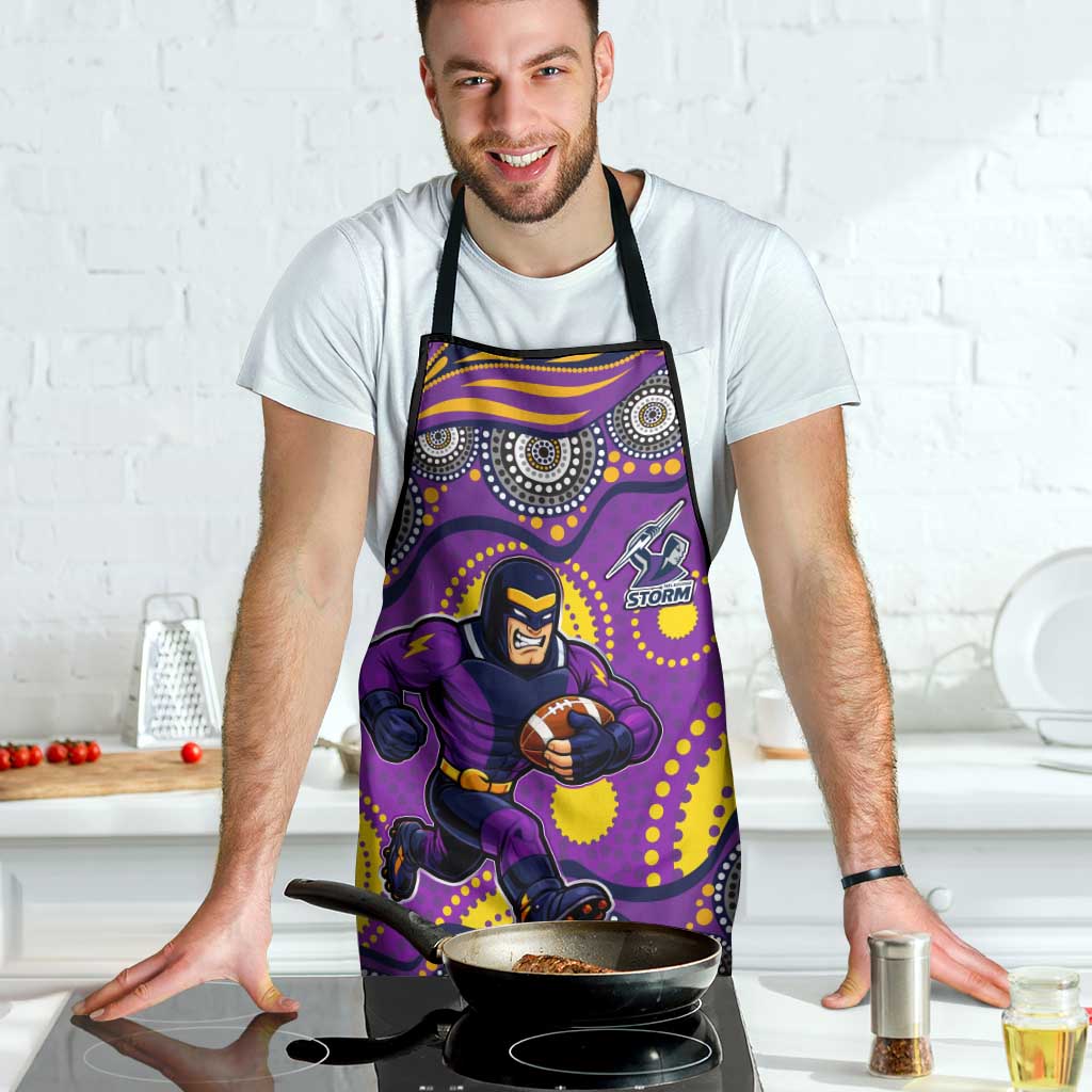 Melbourne Storm Apron Aboriginal Dot Pattern - Rugby Mascot Heritage Pride