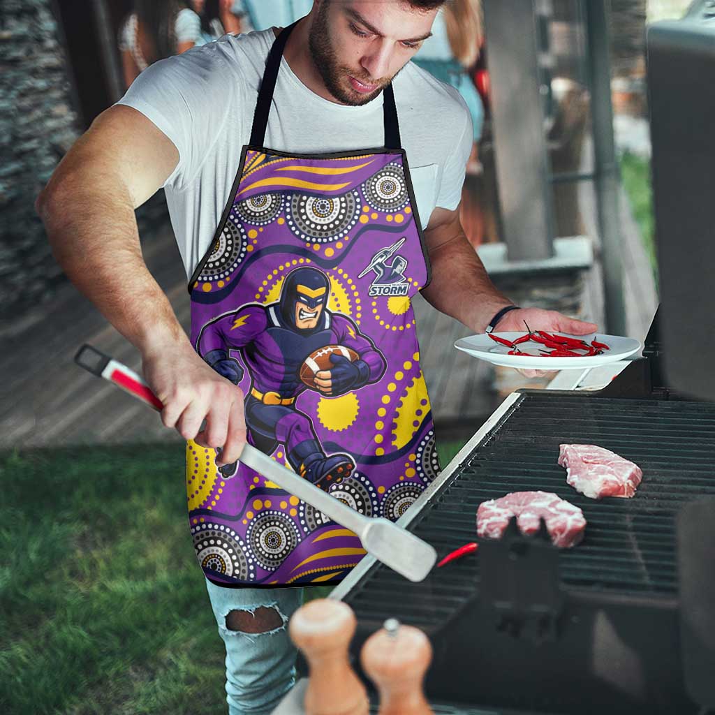 Melbourne Storm Apron Aboriginal Dot Pattern - Rugby Mascot Heritage Pride